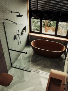 Душевая перегородка MaybahGlass MGD-726-6у 79см чёрный